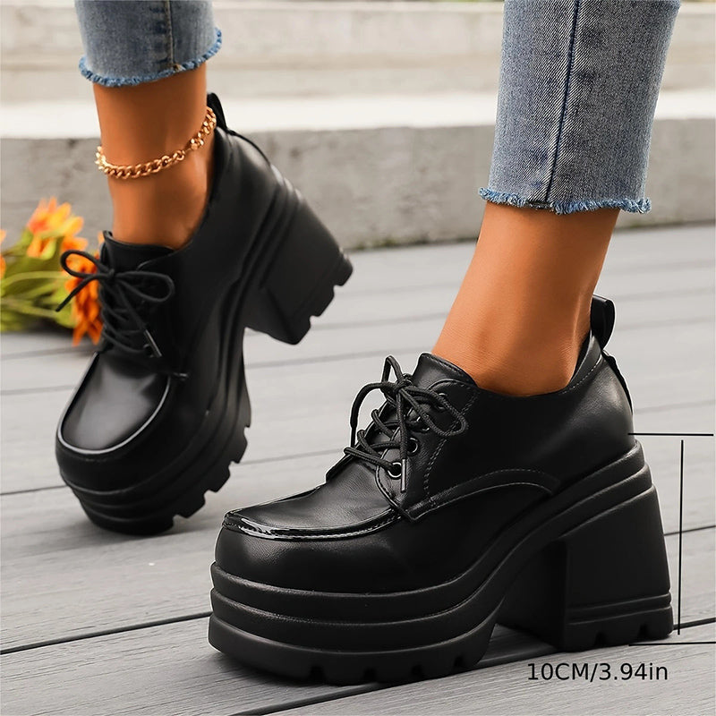 Amelie Fleur Chunky Oxfords with Block Heel