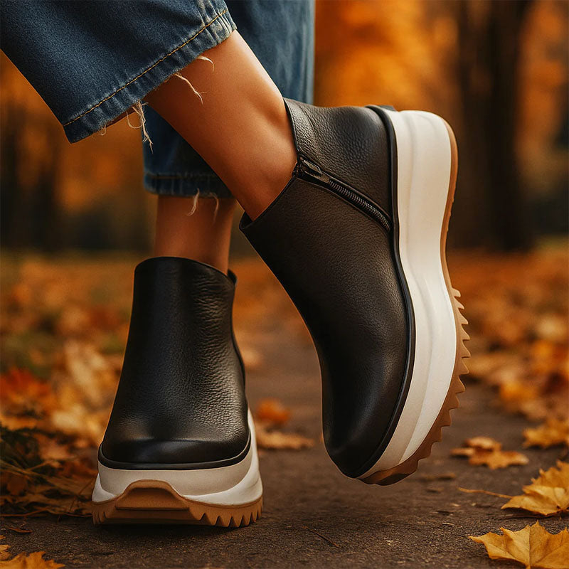 Amelie Fleur Chunky Sole Ankle Boots