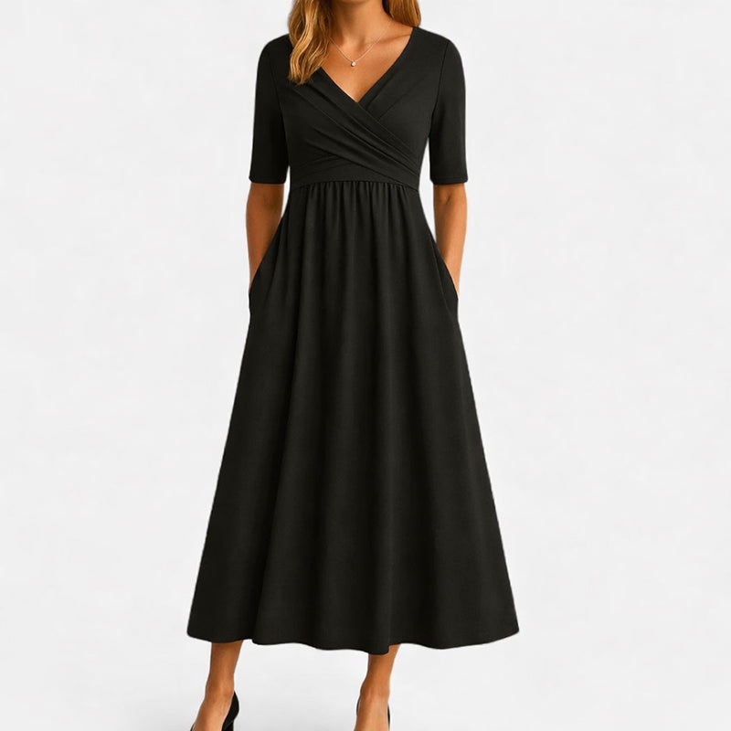 Amelie Fleur Wrap Bodice Midi Dress