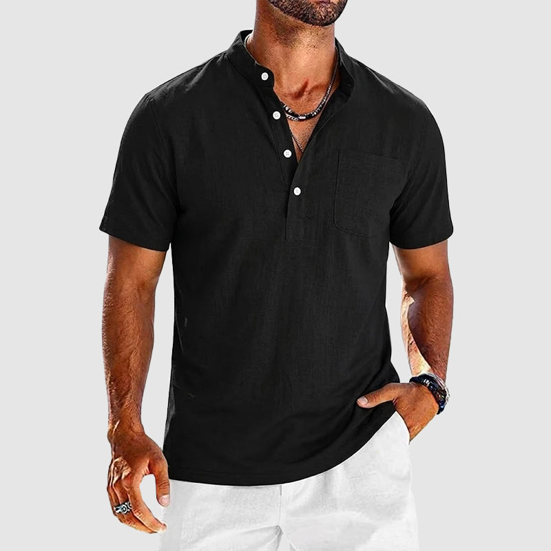 Caleb - Men's Casual Short Sleeve Henley Shirt