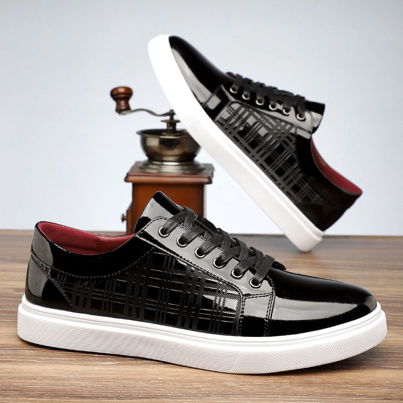 Damon - Men's Glossy Lace-Up Sneakers with Textured Pattern