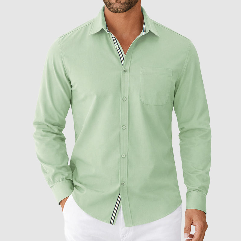 Elliot - Men's Long Sleeve Button Down Shirt with Contrast Trim