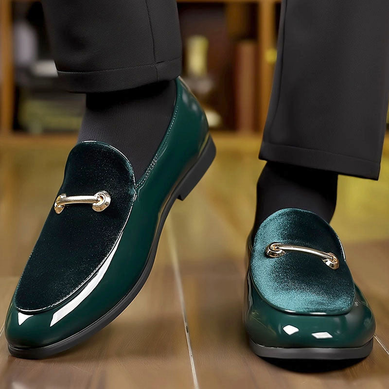 Olivier Marquisé Velvet Loafers with Patent Finish