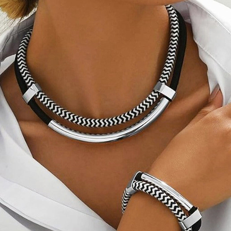 Amelie Fleur Braided Necklace and Bracelet Set