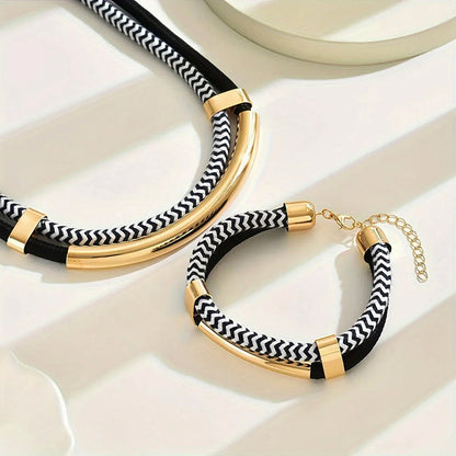 Amelie Fleur Braided Necklace and Bracelet Set