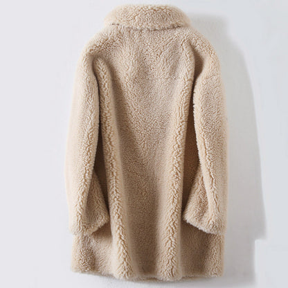 Amelie Fleur Button-Up Teddy Wool Coat