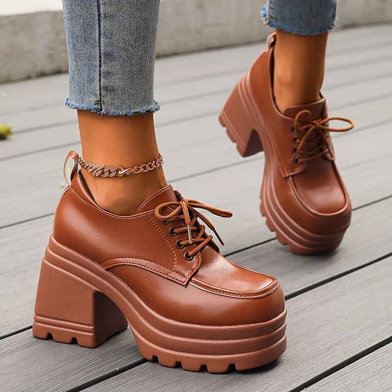 Amelie Fleur Chunky Oxfords with Block Heel