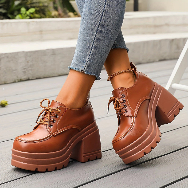Amelie Fleur Chunky Oxfords with Block Heel
