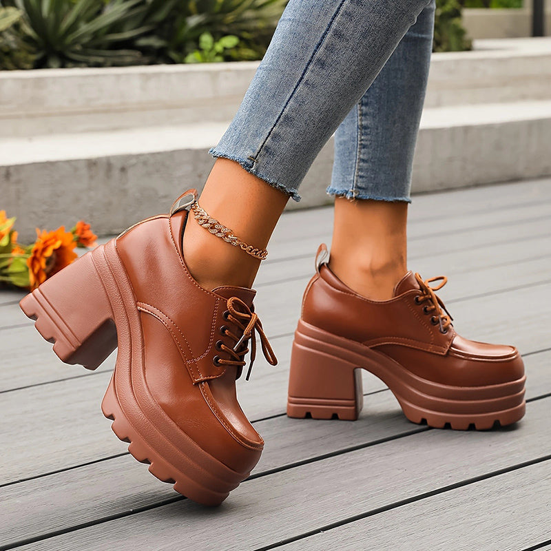 Amelie Fleur Chunky Oxfords with Block Heel