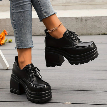Amelie Fleur Chunky Oxfords with Block Heel