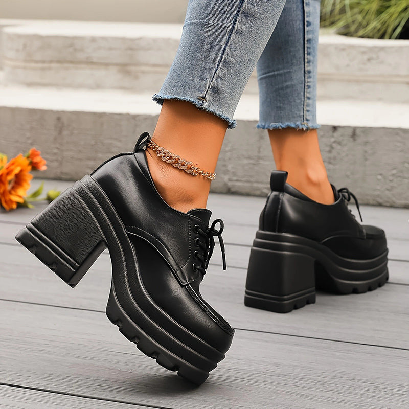 Amelie Fleur Chunky Oxfords with Block Heel