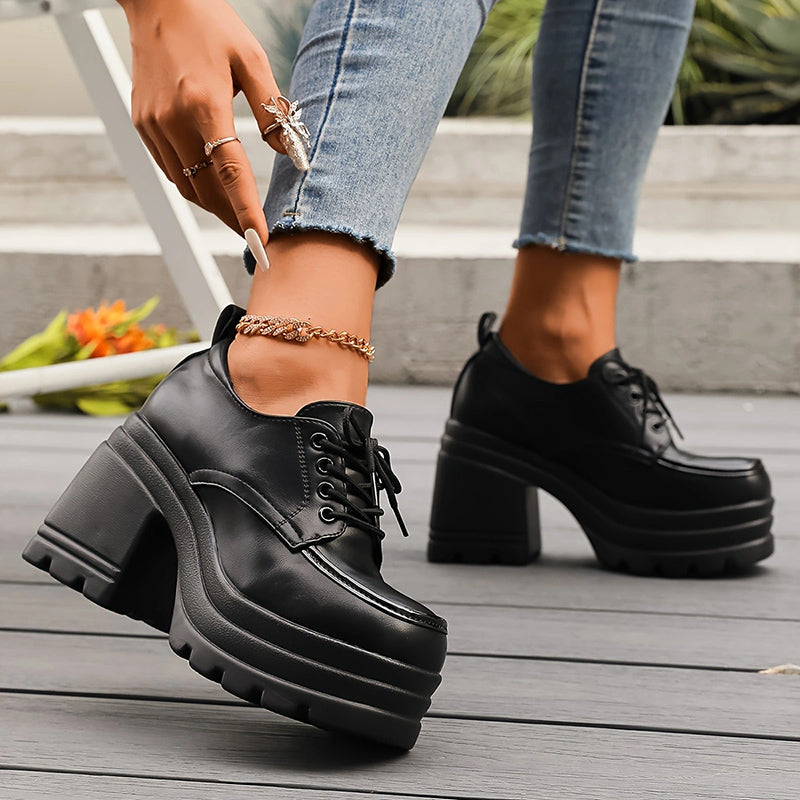 Amelie Fleur Chunky Oxfords with Block Heel