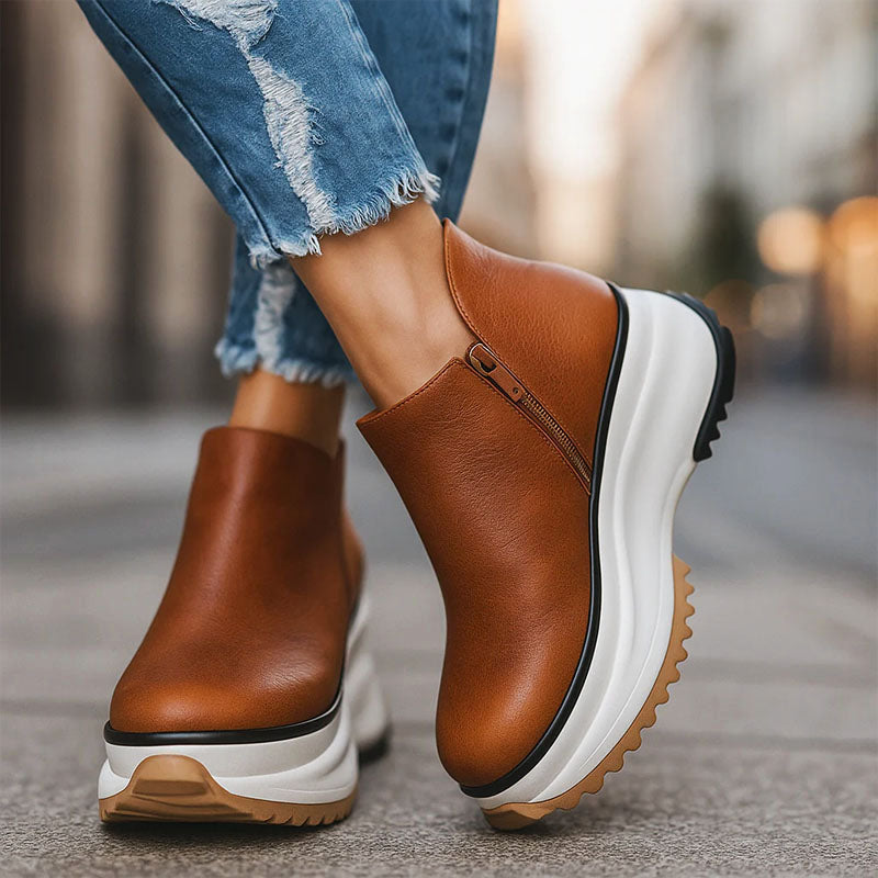 Amelie Fleur Chunky Sole Ankle Boots