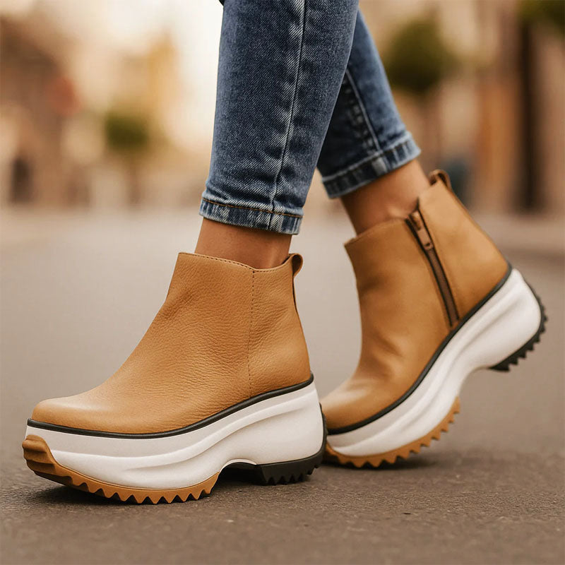 Amelie Fleur Chunky Sole Ankle Boots