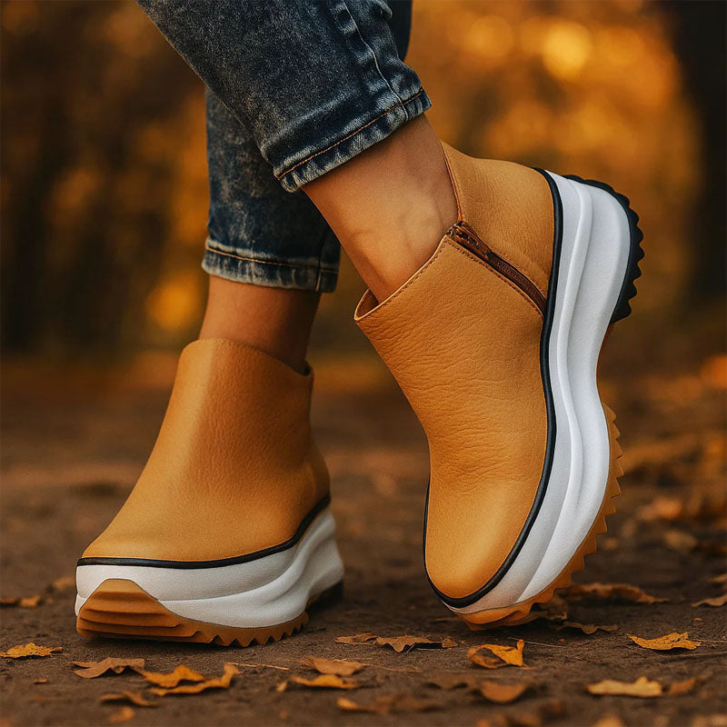 Amelie Fleur Chunky Sole Ankle Boots