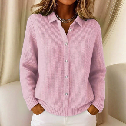 Amelie Fleur Collared Knit Cardigan