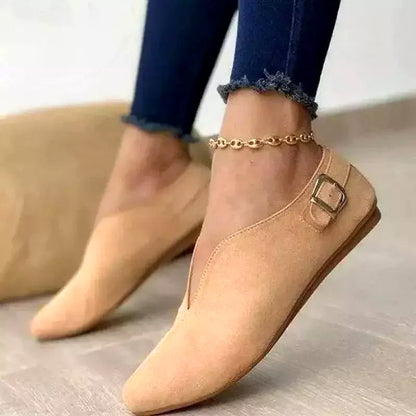 Amelie Fleur Flat Loafers with Side Buckle