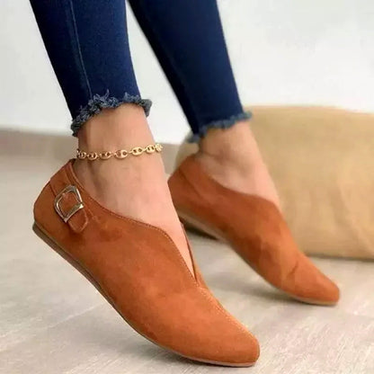 Amelie Fleur Flat Loafers with Side Buckle
