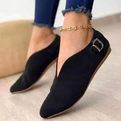 Amelie Fleur Flat Loafers with Side Buckle