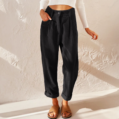 Amelie Fleur High-Waist Corduroy Pants