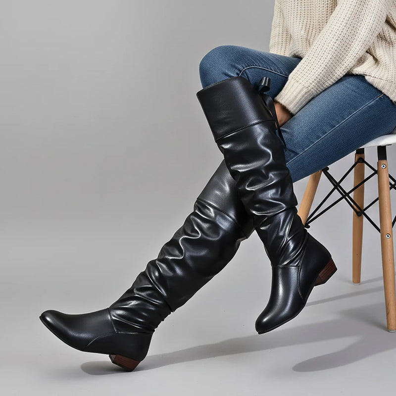 Amelie Fleur Knee-High Slouch Boots