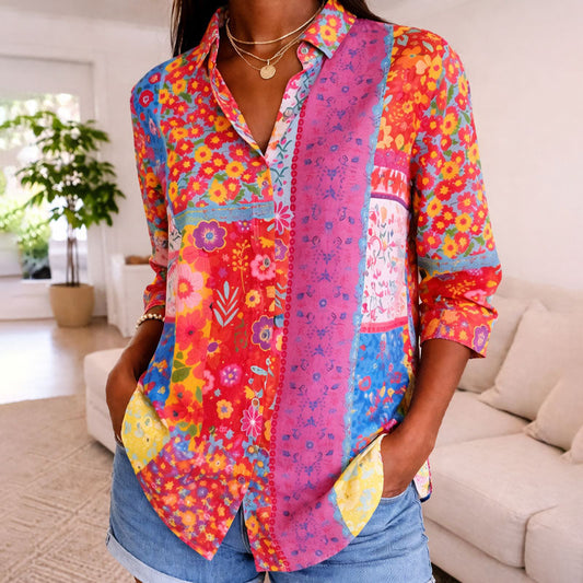 Amelie Fleur Long Sleeve Floral Patch Shirt