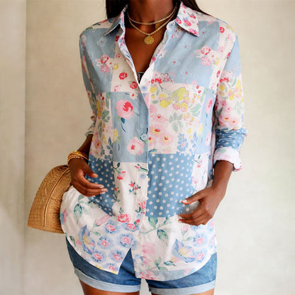 Amelie Fleur Long Sleeve Floral Patch Shirt