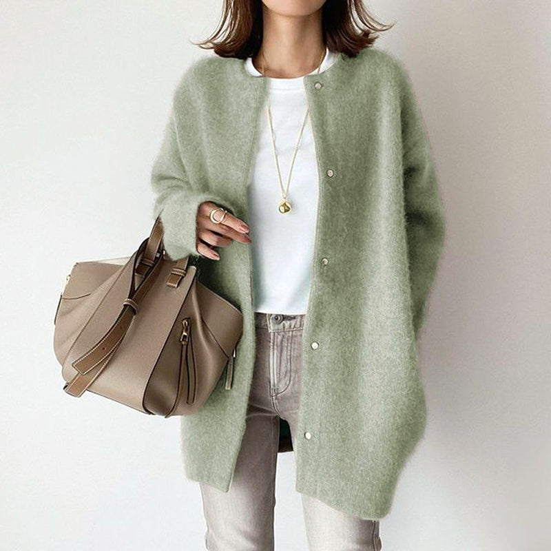 Amelie Fleur Longline Cardigan with Round Neck