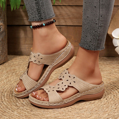 Amelie Fleur Rhinestone Wedge Sandals