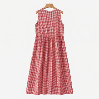 Amelie Fleur Sleeveless Check Midi Dress