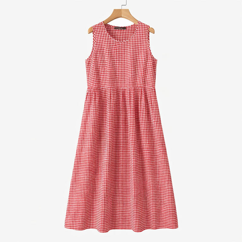 Amelie Fleur Sleeveless Check Midi Dress