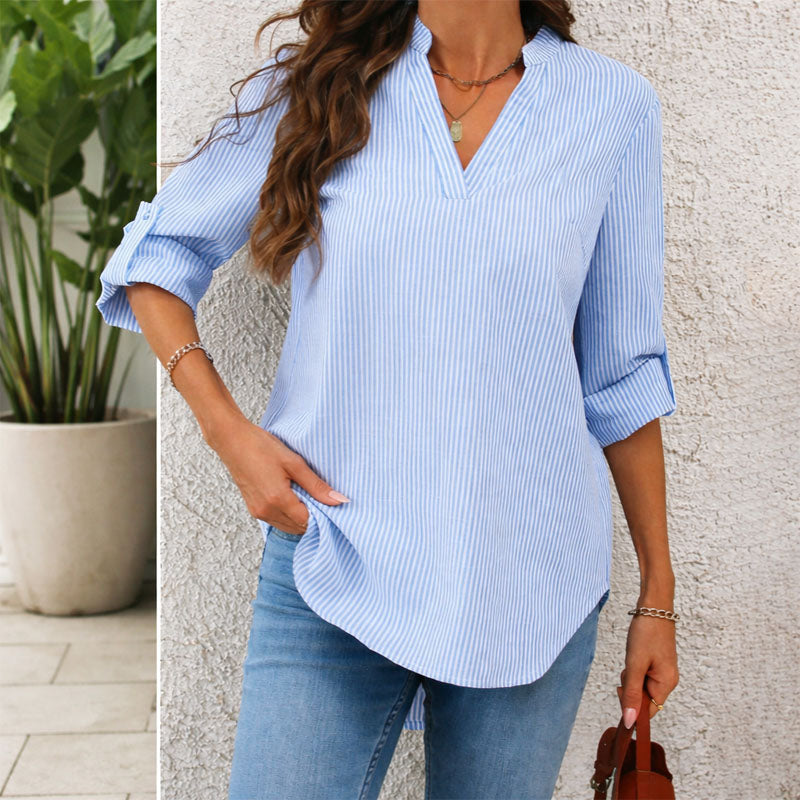 Amelie Fleur Striped Long Sleeve Blouse