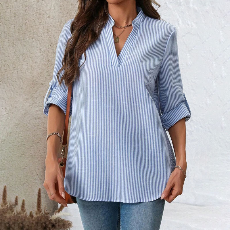 Amelie Fleur Striped Long Sleeve Blouse
