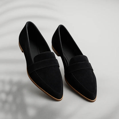 Amelie Fleur Suede Pointed-Toe Flats