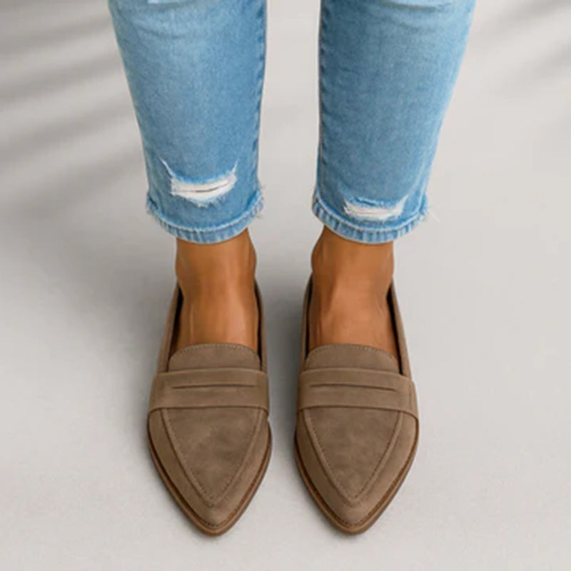 Amelie Fleur Suede Pointed-Toe Flats