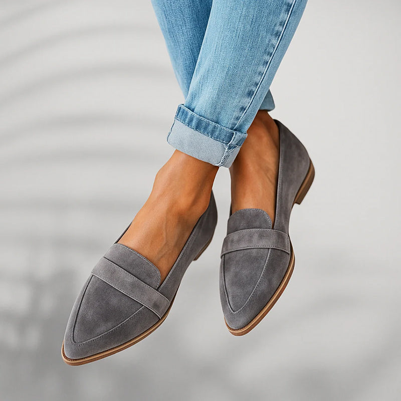 Amelie Fleur Suede Pointed-Toe Flats
