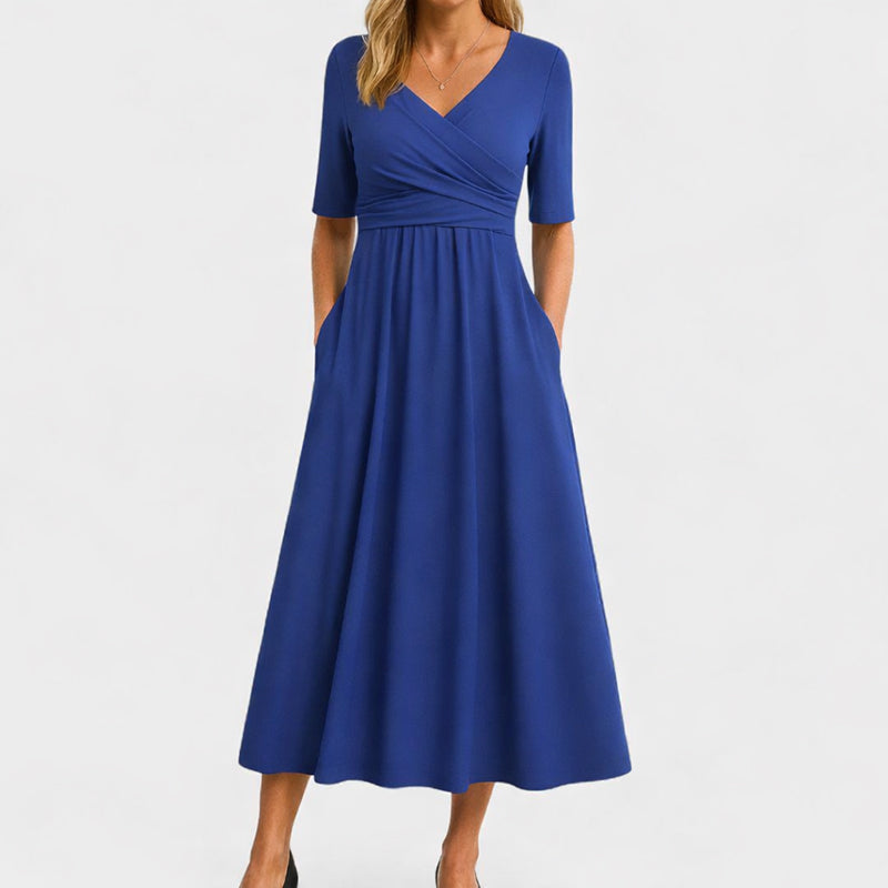 Amelie Fleur Wrap Bodice Midi Dress