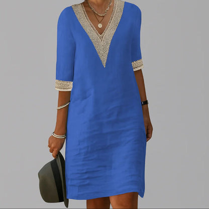 Amelie Fleur Contrast-Trim Casual Dress