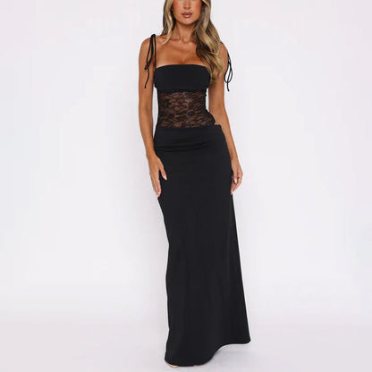 Amelie Fleur Evening Dress with Lace Detail