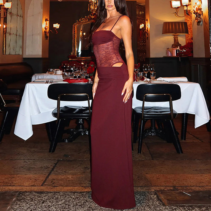 Amelie Fleur Evening Dress with Lace Detail