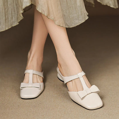Amelie Fleur Flat Mules with Bow Detail