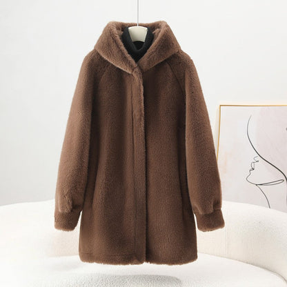Amelie Fleur Mid-Length Hooded Faux Coat
