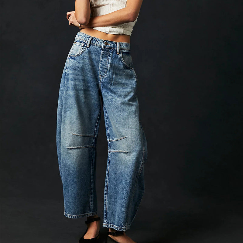 Amelie Fleur Wide-Leg Pants with Structured Seams