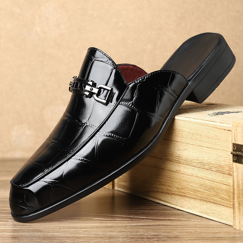 Brandon - Men's Croc-Embossed Slip-On Mule Loafers