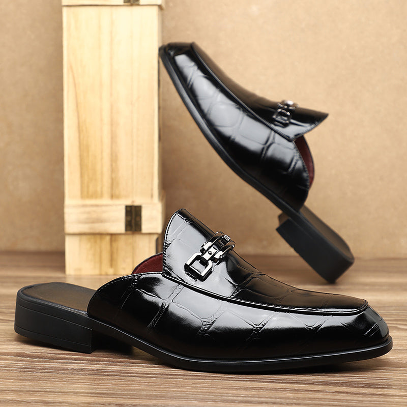 Brandon - Men's Croc-Embossed Slip-On Mule Loafers