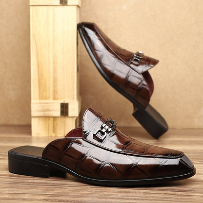 Brandon - Men's Croc-Embossed Slip-On Mule Loafers