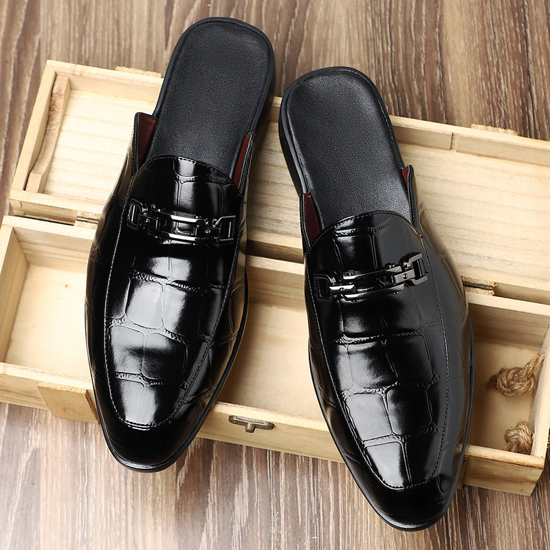 Brandon - Men's Croc-Embossed Slip-On Mule Loafers