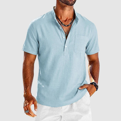Caleb - Men's Casual Short Sleeve Henley Shirt