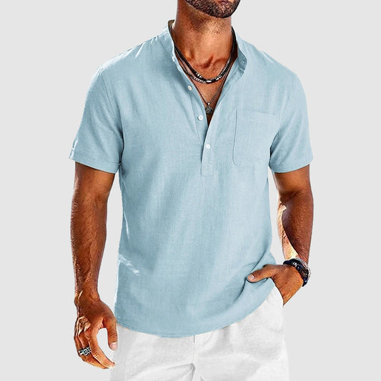 Caleb - Men's Casual Short Sleeve Henley Shirt