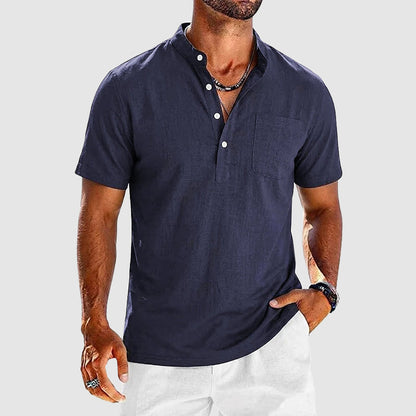 Caleb - Men's Casual Short Sleeve Henley Shirt